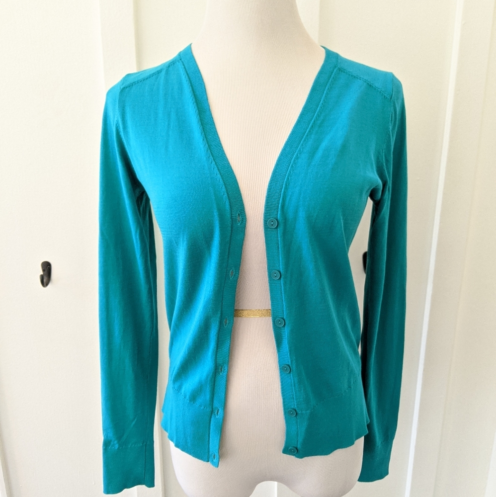 Loft TEAL v-neck cardigan, NWT small
